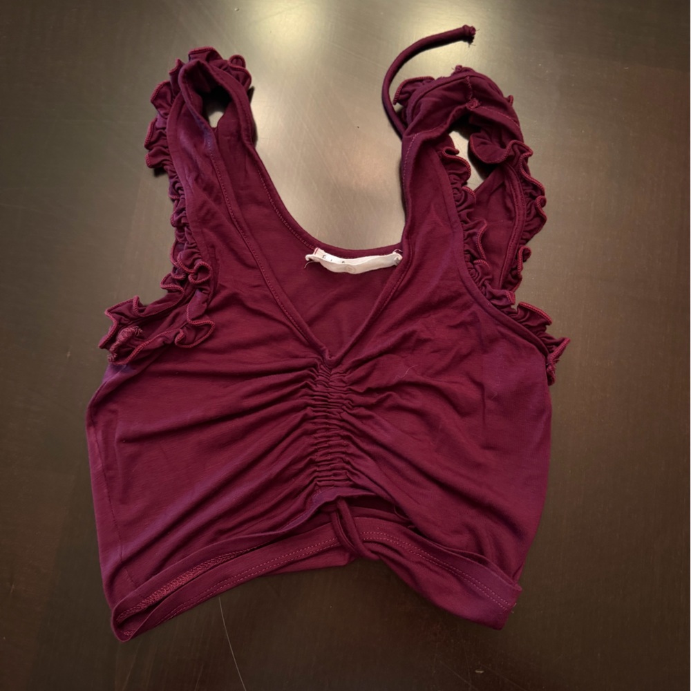 Emma & Sam Plum Ruffle-Trim Bodysuit